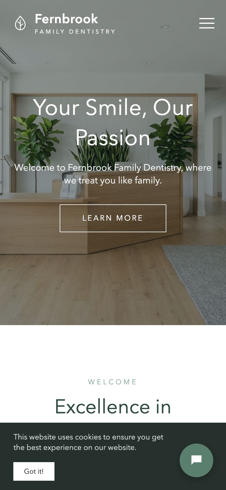 The homepage on a phone after closing the pop-up