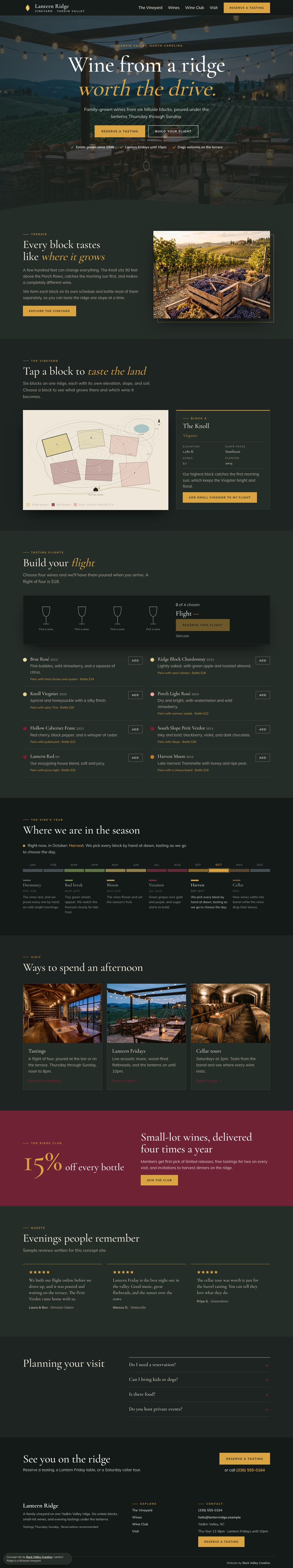 Lantern Ridge Vineyard homepage, full length